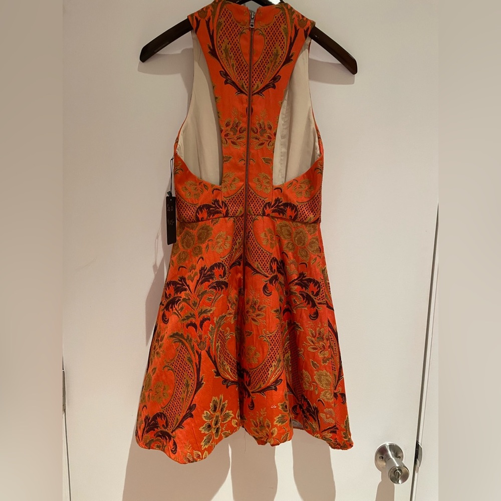 Alice & Olivia orange brocade cocktail dress Size 0 - Picture 5 of 9